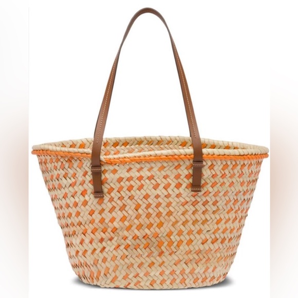 Miu Miu Basket Weave Tote in Cream and Orange - Picture 5 of 7